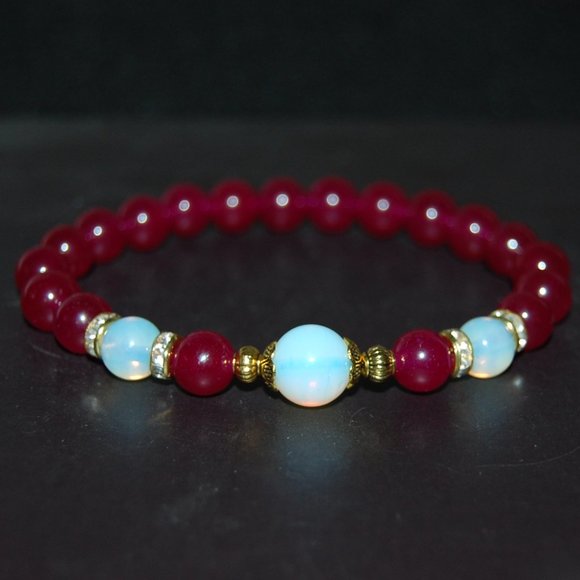 Agate Bracelet,Burgundy Agate Bracelet,8mm Beads,Burgundy Beads Bracelet - Picture 2 of 3